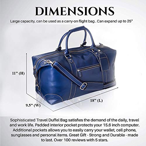 Viosi Genuine Leather Travel Duffel Bag | Oversized Weekend Luggage | Buffalo Leather Duffle Bag For Men / Women | Sports Gym Overnight Carry-On Bag | Great Gift Idea - Thumbnail 6