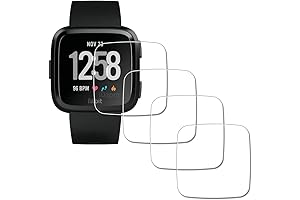 Screen Protector for Fitbit Versa Lite Edition, 4-Pack Tempered Glass, Anti-Scratch, Bubble-Free Easy Installation