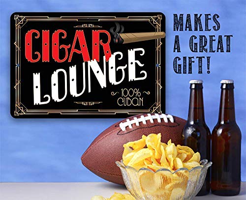 Cigar Lounge Black - Funny Signs For Man Cave Decor - Metal Sign Man Cave Accessories - Indoor/Outdoor Vintage Tin Signs - Man Cave Signs And Decor, Home Bar Decor, Father's Day Gift, Basement Decor #TOP1