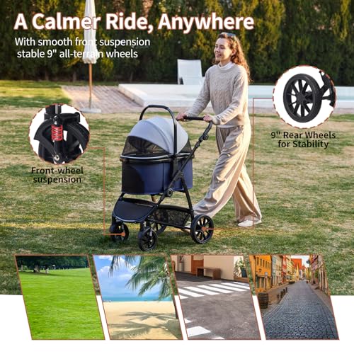 Image of 3-in-1 Dog Stroller for Small and Medium-Sized Dogs up to 55 lbs