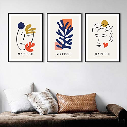 Art mural minimaliste impression Matisse abstrait triptyque 50x70cm