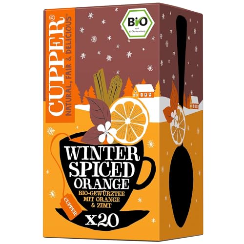 CUPPER - 20 Bolsitas de Infusiones Ecológicas de Naranja y Canela - Sin Azúcar Añadido - Apto para Veganos - Propiedades Digestivas y Antioxidante