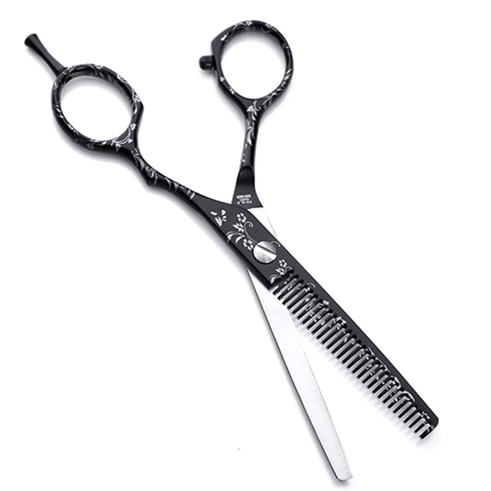 Ciseaux De Coiffure Professionnels, Ciseaux De Barbier De Salon, Kit De Ciseaux De Coupe De Cheveux Extra Tranchants pour Salon De Coiffure, Maison Ou Voyage, Motif Noir, 6,0 Pouces