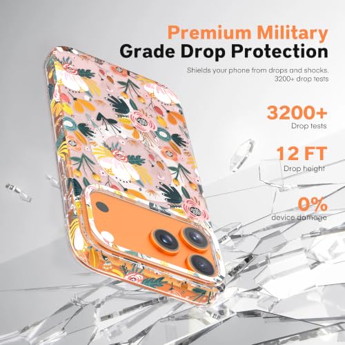 FUNLINK for iPhone 17 Pro Max Case, MagSafe Compatible, Cute Floral Girly Women's Design Print, Shockproof Drop Protection, Slim Bumper,Aesthetic Palm Flower Pattern Non-Yellowing Phone Cover by FUNLINK - Used condition - Image 5