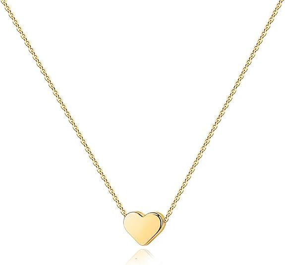 PAVOI 14K Gold Plated Cubic Zirconia Heart Necklace | Cute Dainty Love Pendant Necklaces for Women
