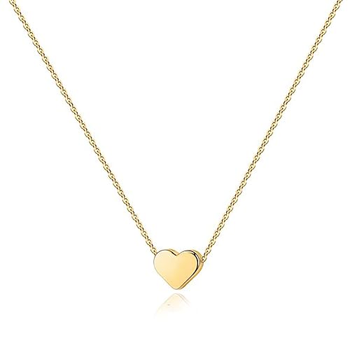 PAVOI 14K Gold Plated Cubic Zirconia Heart Necklace | Cute Dainty Love Pendant Necklaces for Women
