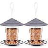 Bird Feeders for Outdoors, eWonLife Bird Feeder Outside Hanging, Squirrel Proof, Easy Clean and Fill, Adjustable Feeder with Sturdy Wire and Roof, Plastic, for Garden, Backyard, Terrace(25 OZ/Pack)