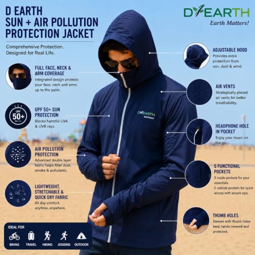 Image of D-EARTH Premium Sun + Air pollution Protection Jacket for Men