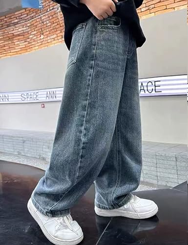 Boy's Baggy Jeans Straight Leg Vintage Jeans Loose Denim Pants with Pockets2