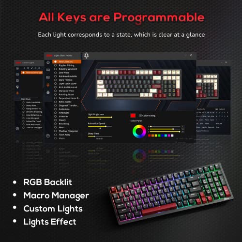 Rk Royal Kludge Rk98 Wireless Mechanical Keyboard,100 Keys Triple Mode 2.4G/Bt5.1/Usb-C, Hot Swappable Gaming Keyboard With Numpad Rgb Backlit 3750Mah Battery Nkro, Linear Speed Silver Switch, Black #TOP6