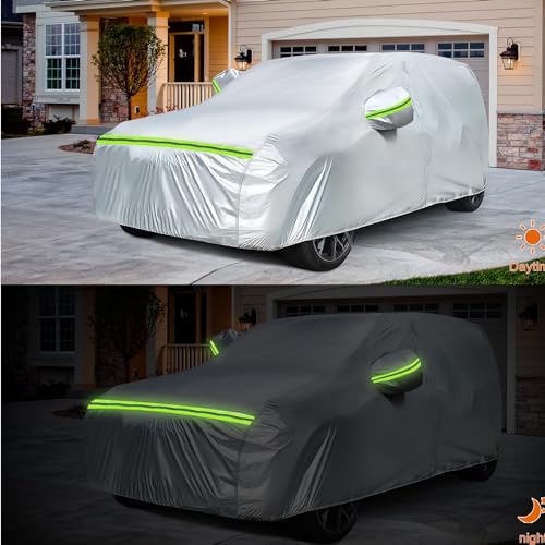 Image of Waterproof Car Covers Replace for 2005-2025 Honda Odyssey Minivan, 6 Layers Silver All Weather Custom-fit Car Cover with Zipper Door & Windproof Bands for Snow Rain Dust Hail Protection