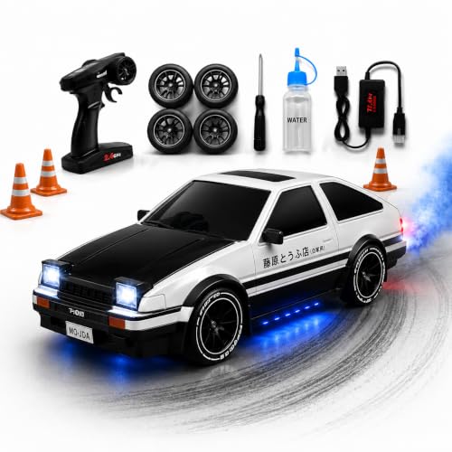 Image of RC Drift Car 1:16 Scale, drift-03 Set | 25KM /H High-Speed, 2.4GHz Remote Control, LED Lights, Rechargeable Battery, Replaceable Drift Tyres with Spare Wheels & Cones