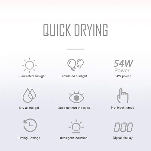 Miniatura 6 de Lámpara de secado de gel de uñas de 54 W, máquina de curado de gel de uñas, luz de curado de gel de uñas, 18 chips de luz, sensor infrarrojo sin