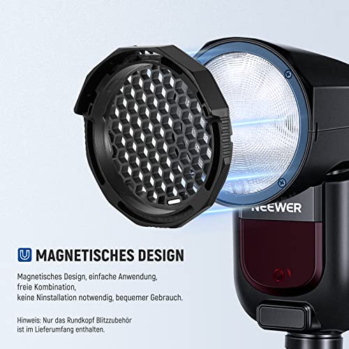 NEEWER Rundkopf Blitzzubehör Kit für Z2 Z1 Speedlite, inkl. Schutztür, Gitter, Filter, Dome Diffusor, Diffusorplatte, Bounce Diffusor, GM-M1