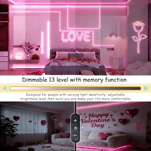 Image of 40 FT Pink Led Lights Strip Decor Rope Lights Easy DIY Princess Bedroom Cuttable Strip Lights for Baby Room Bathroom Living Room Kitchen Ceiling Wall Vanity Mirror Decoration