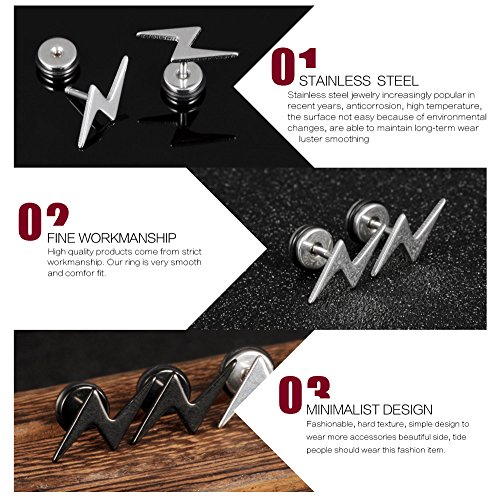 Fashion Earrings Titanium Steel Lightning Stud Earrings For Women/Men #TOP4
