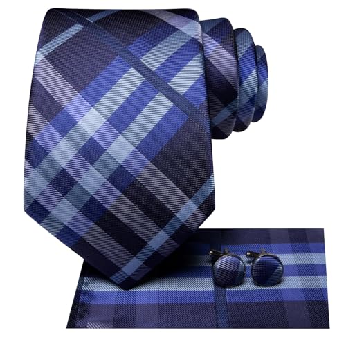 Image of Hi-Tie Men 63inches Tie Set Extra Long Necktie Paisley Tie Pocket Suqare Cufflinks Big and Tall Men Tie