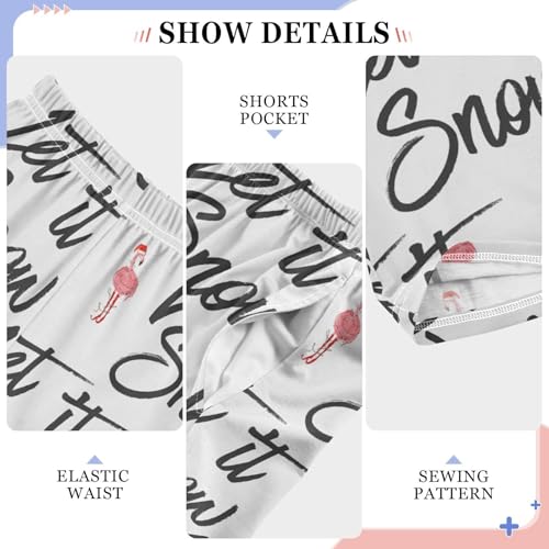 Let It Snow Flamingo Boys Long Pants Soft Trousers Elastic Waist Kids Lounge Bottoms with Pockets S-XL4