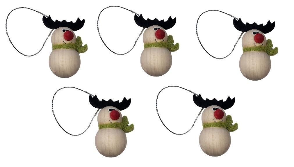 Wooden World - Set of 5 Christmas tree ornament x-mass little pendant REINDER