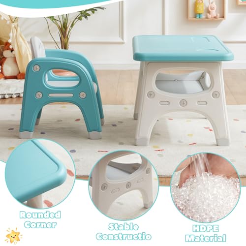 Image of GITAWUSA Montessori Weaning Table and 2 Chairs Set, Large Built-in Storage, Toddlers Table and Chairs Set, Kids Activity Table for Drawing Dining Playing, CPSC & ASTM Approved, Green