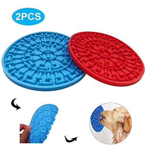 PeSandy Dog Lick Pad, Silicone 2PCS Dog Slow Feeder Lick Mat with 37