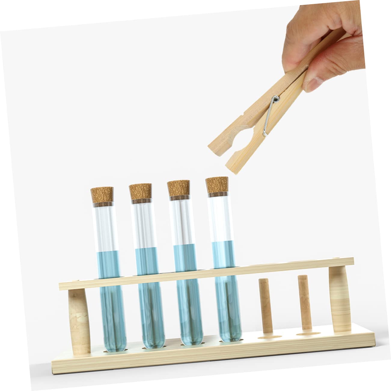 ULTECHNOVO Pince pour Tube à Essai en Bambou Naturel, Résistant la Chaleur Longue Poignée, Lot de 20 Pièces pour Laboratoire et École