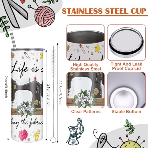 Image of VAIPI 6 Pcs Sewing Gifts for Seamstress Quilting Gifts Stuff Include 20 oz Quilting Tumbler Tote Bag Cosmetic Bag Socks Keychain Funny Gifts for Quilters Sewing Lovers, Mother's Day Gift for Mom