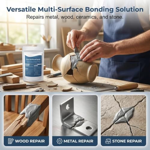 Image of Steel Reinforced Epoxy Putty, 2026 New Waterproof Heat-Resistant Epoxy Putty Repair Kit, All Purpose Filler Putty AB Epoxy Clay for Metal Wood Tile Ceramics for Bonding Repairing Sculpting (2PCS)