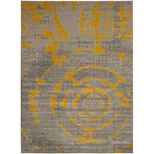 SAFAVIEH Porcello Collection Area Rug - 8'2" x 11', Light Grey & Yellow, Modern Abstract Design, Non-Shedding & Easy Care, Ideal for High Traffic Areas in Living Room, Bedroom (PRL7735C)