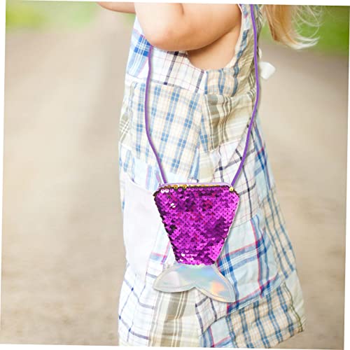 SAFIGLE 3pcs Sequin Mermaid Coin Purse Mini Crossbody Bags for Kids Glitter Wallets Strap Cute Girls Pouch for Change and Coins4