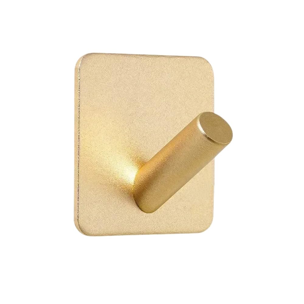 Lcanallyms Gold-E Wall Hooks, Coat Hook Bathroom Hooks Self Adhesive Home Kitchen Wall Door Key Rack Towel Hanger Aluminum Robe Accessories,Gold,D(Gold-E)