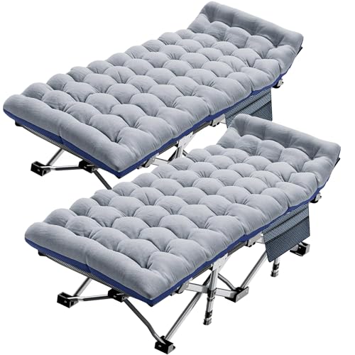 ABORON 2PK Folding Camping Cot for Adults, Double Layer 1200D, 500lb Capacity, Heavy Duty Guest Cot with Mat & Carrying Bag for Indoor & Outdoor Use