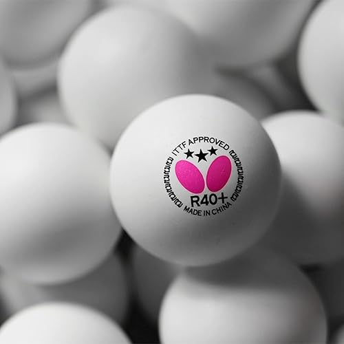 Miniatura 8 de Butterfly R40+ Pelotas de tenis de mesa, pelota de ping pong blanca de 1.575 pulgadas, pelota de tenis de mesa profesional certificada por la ITTF,