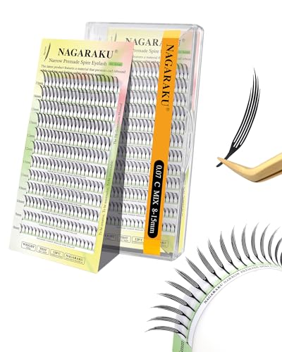 NAGARAKU Premade Anime Narrow Spire Fans 0.07 C Curl 8-15mm Mix Spikes
