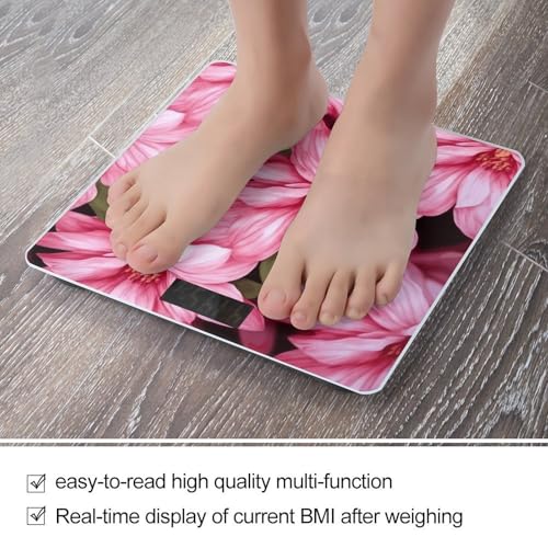 Báscula digital para baño con diseño floral y cinta métrica miniatura 5