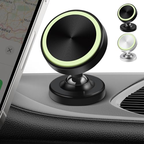 Oderra Lot de 2 Supports Magnétiques pour Téléphone Voiture - Rotation 360°, Aimants Forts, Compatible iPhone/Samsung/Huawei etc, Accessoire Intérieur Voiture (Noir + Argent)