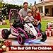 24V 8.5 MPH Electric Go Kart for Kids, 400W Powerful Drift Kart w/Front EVA Wheel & Metal Frame, Ride on Toy w/Music & Lights, Suspension, 2 Speed, 5 Point Harness, Crazy Cart for Ages 6+, Pink