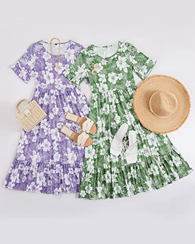 Image of STYLEWORD Womens Summer Casual Short Sleeve Flowy Midi Beach Dress