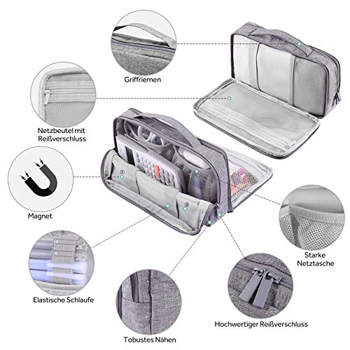 Pennenetui, staande hulp, draagbare kleurpotlodenetui, grote opbergruimte, waterdicht, potloodtas met houder voor school… - Afbeelding 6