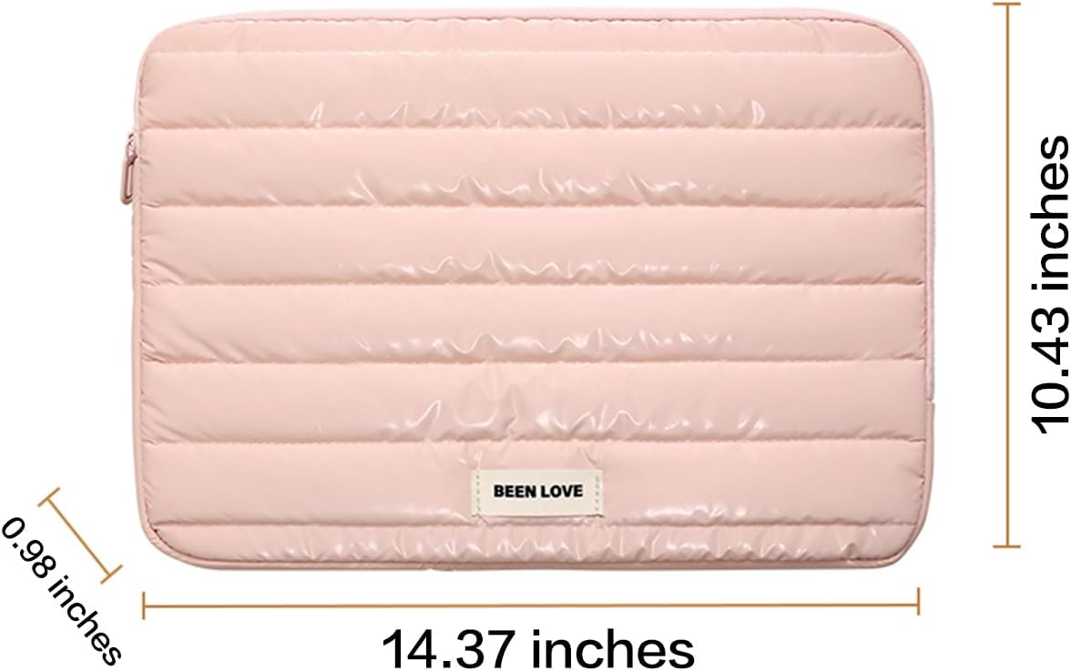 Teryeefi Laptop Sleeve Bag 15 Inch, Fashion Waterproof Puffy Soft Laptop Carrying Case for MacBook Air Pro 15 inch, Dell, Asus, HP 15 inch Laptop Device- Pink image 4