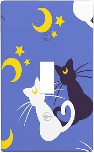 Sailor Moon Moon Kitties - Cubierta de pared para interruptor de luz de palanca, tamaño estándar de 1 banda, 4.50 x 2.76 pulgadas, cubierta