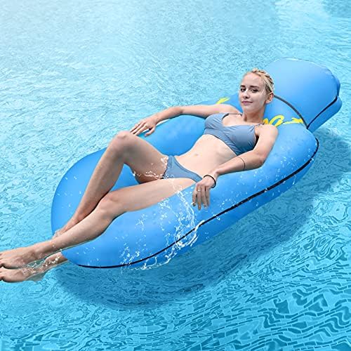AOGE Inflatable Pool Floats Adult Swimming Floating Lounger Chair No Pump Required Pool Raft Lounges Water Hammock Pool Toy for Kids Easy to Carry (Blue)