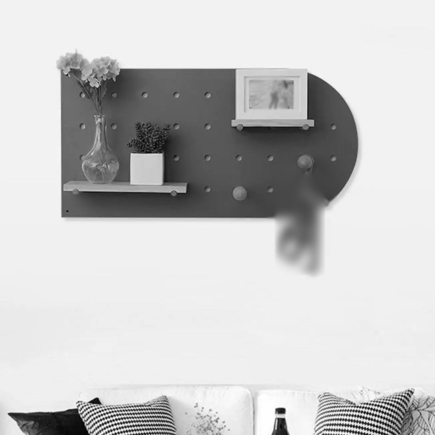 Gewölbtes Modulares Pegboard, Holz-Wandregal, Mit Zubehör(White color)
