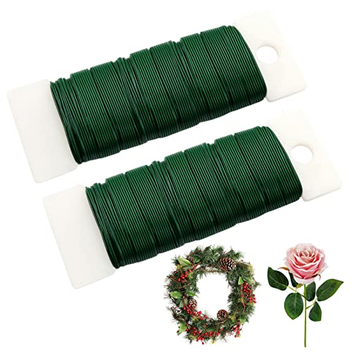 Anvin 2 Pack Floral Wires - 70m Flexible Paddle Wire, 22 Gauge, Dark Green