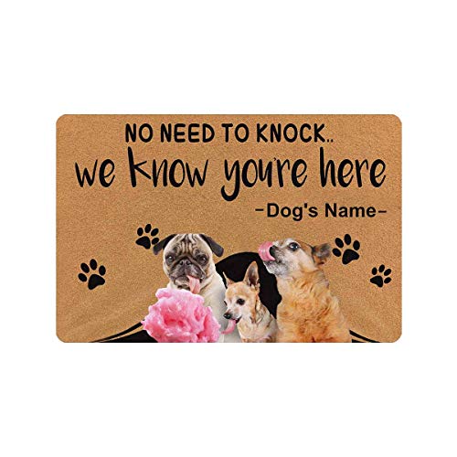 MyPupSocks Custom Personalized Pet Dog Cat Photo Doormat 23.6 x 15.7 Inches Dog Name No Need to Knock Door Floor Mat Outdoor Indoor Front Welcome Mat Kitchen Rug