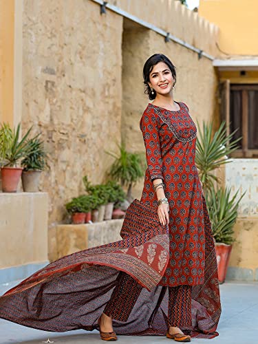 Image of Vaamsi Women's Rayon Blend Floral Printed Straight Kurta Pant With Dupatta