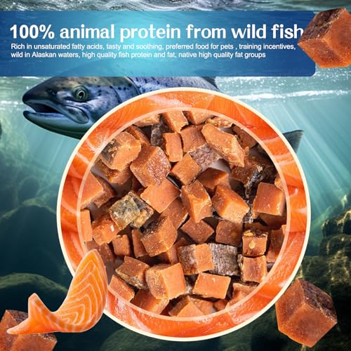 Lachs Hundeleckerlis,Hundetraining Leckerlis Belohnung, natürliche fettarme Lachssnacks für Hunde, reich an Omega 3, nahrhaft und Gute Absorption, gesunde Hundeleckerlis Hundesnack 100g