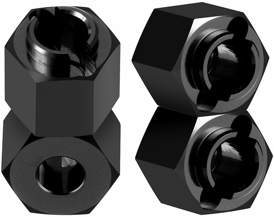 MOHERO CNC RC Wheel Hex Hub Adaptor for 1/18 RC Rock Crawler Redcat Ascent-18 Upgrade Parts (Black)