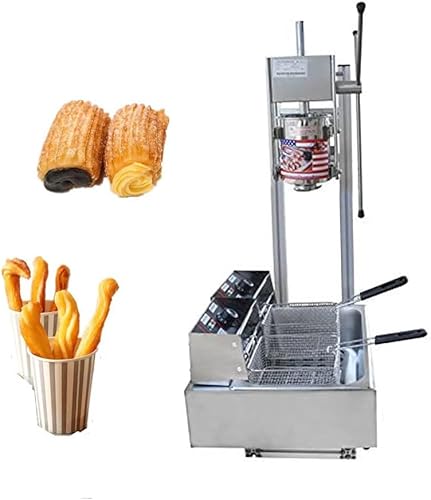 Miniatura 5 de INTBUYING Máquina para hacer churro de 5 litros con freidora eléctrica de 12 L, manual comercial, máquina para hacer churros en forma de dona