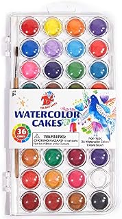 TBC Watercolour Paint Set 36 Colours Cake with 1 Paint Brush & with the Mixing Palette Professional Painting Suppliers Kit for Artists, Beginners, Students, Hobbyists, Adults, Children